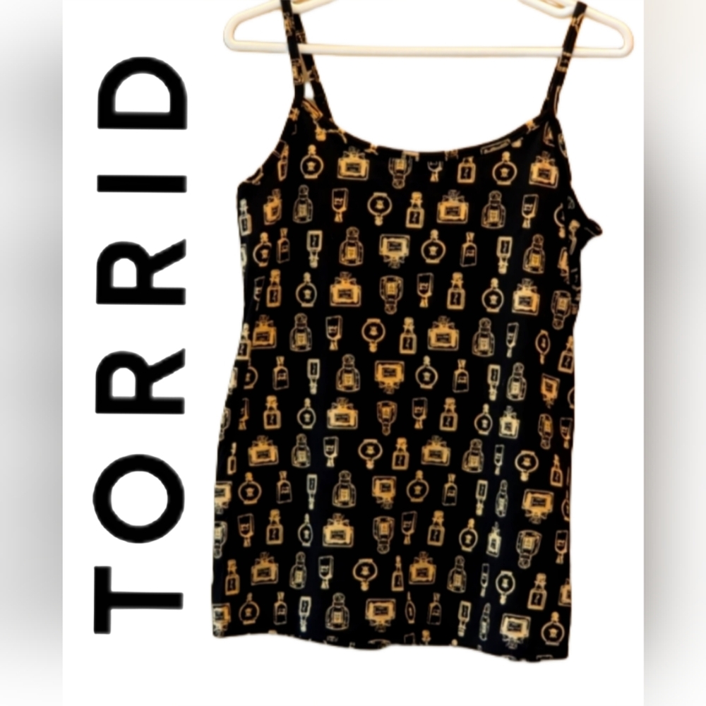 NWT Torrid Perfume Black Tan White Foxy Cami Tank Size 1X